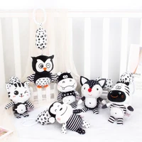 newborn stroller black and white wind chime bells soft plush rattle toy crib hanging bell car seat travel educational toy gift