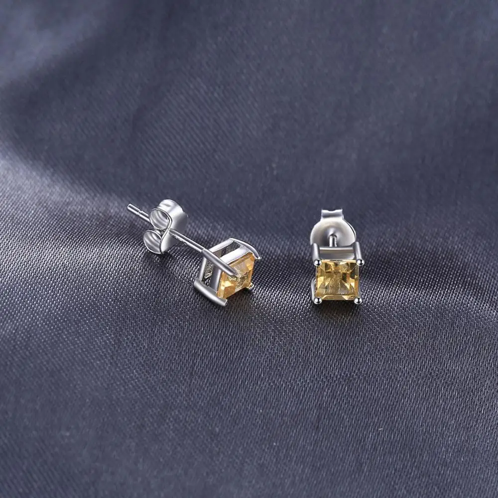 Jewelrypalace квадратный 0.6ct натуральный цитрин 925 серебро Серьги-гвоздики модные Серьги-гвоздики Красивые ювелирные изделия для Новинки для женщин