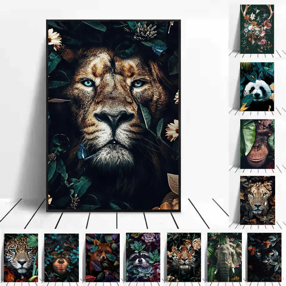 Декоративная картина в виде льва панды обезьяны для гостиной спальни столовой