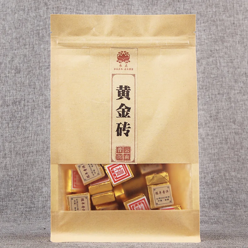 

China Yunnan Ripe Puer Tea Small Golden Brick Xiaotuo Tea Puer Small Square Cake Mellow Golden Paper Bag 250g