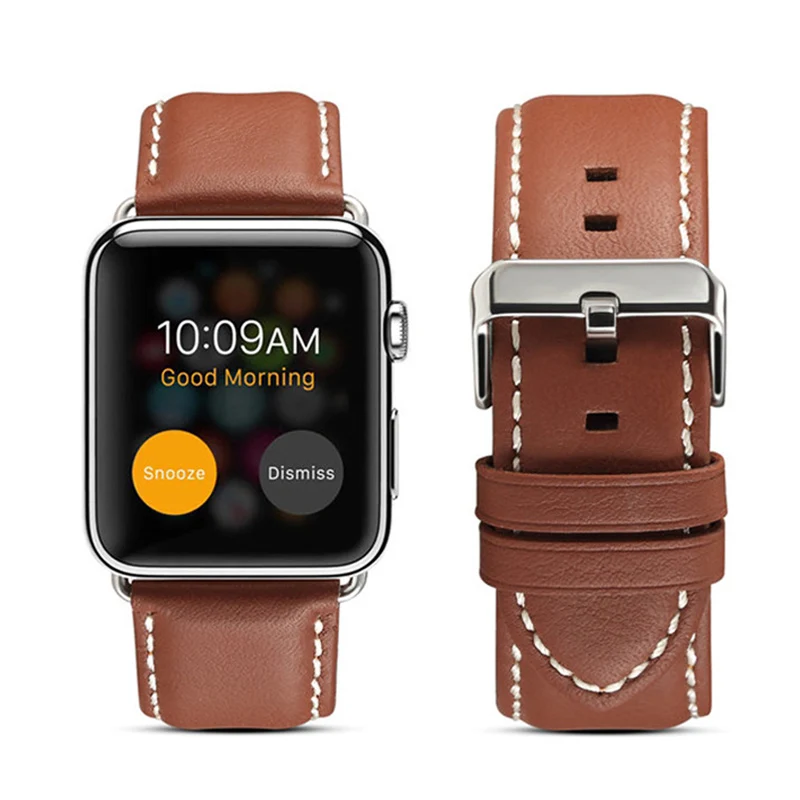 Натуральная кожа ремешок для наручных часов Apple Watch версии 5 4 3 2 браслет iWatch 44/42/40/38