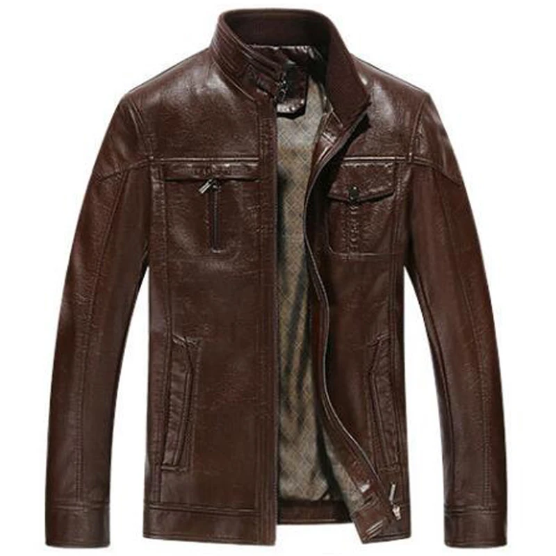 Мужская кожаная куртка Новое поступление размера плюс 3XL мужские кожаные куртки