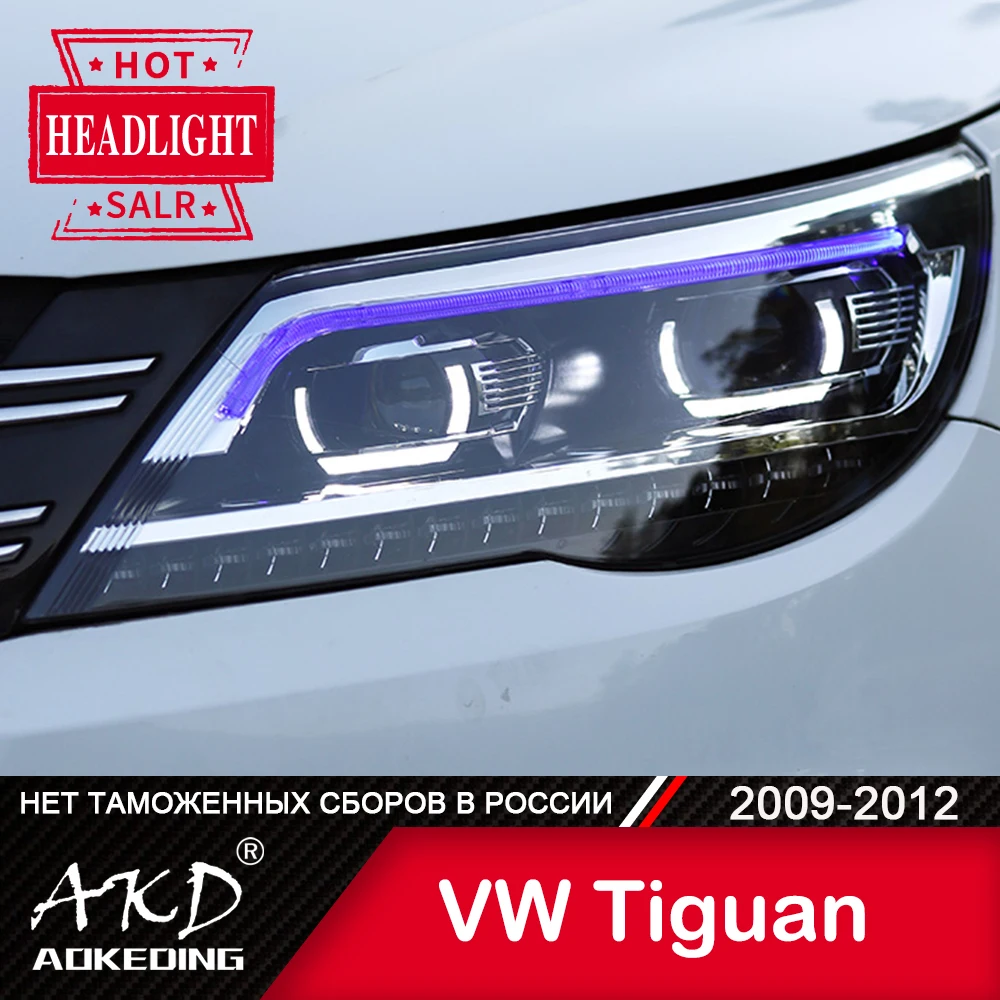 Фара для автомобиля VW Tiguan 2009-2012 фары Противотуманные Дневные ходовые огни DRL H7