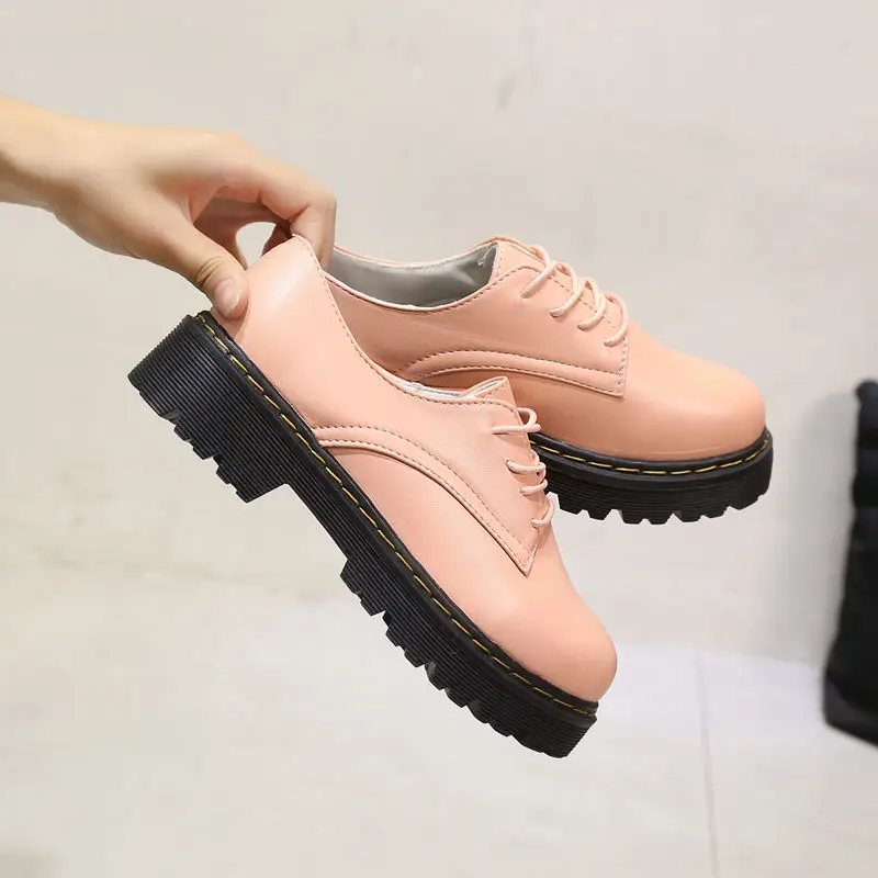 

New Women Shoes Single Shoes Low Heel Platform Leather Shoes Casual Shoes Lolita Ladies Shoes Zapatos Mujer Women Leather Shoes