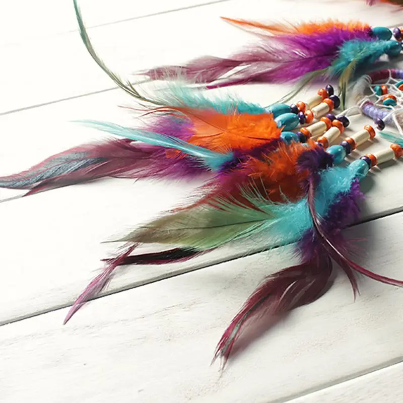 Handmade Fashion Design 4 Circle Dream Catcher with feather wall hanging Decor Room Craft ornament | Дом и сад