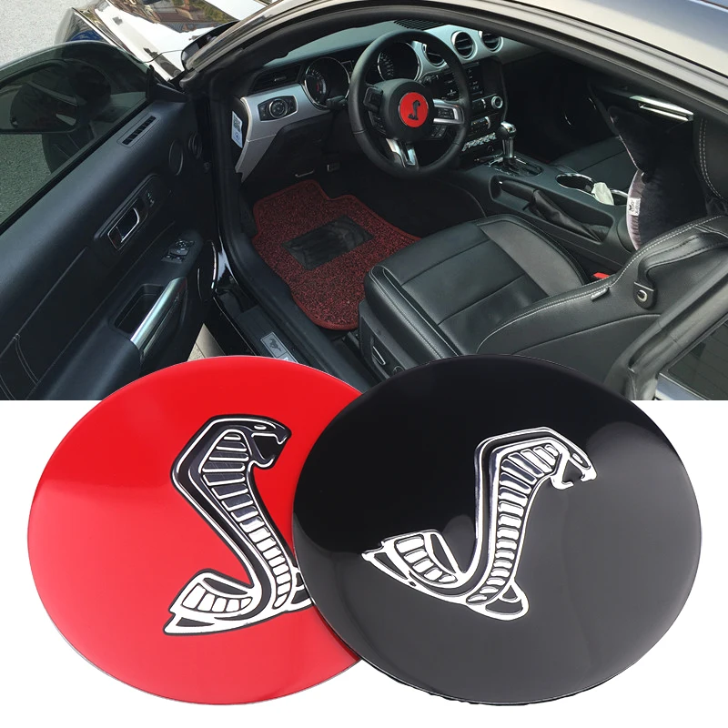 

Black / Red Steering Wheel 3D Cobra Shelby Logo Emblem Sticker Car Styling For Ford Mustang 2015 2016 2017 Auto Accessories