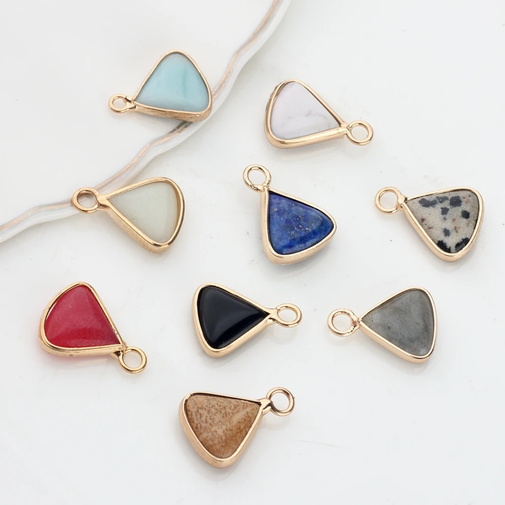 

Natural Stone Charms Mini Triangle Birthstone Pendant Charms 11*15mm 2pcs/lot For DIY Jewelry Making Accessories
