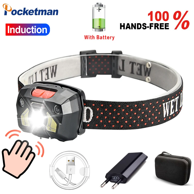 Мощный индукционный головной Светодиодный светильник для кемпинга и походов с