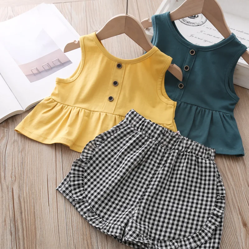 Детская одежда летний костюм для девочек маленьких повседневный спортивный