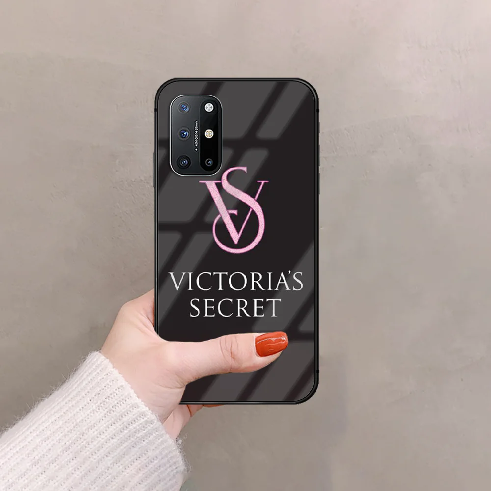 

Fashion Pink Brand Victoria Phone Tempered Glass Case Cover For Oneplus 5 6 7 8 9 T Pro Nord Painting Silicone Prime Black