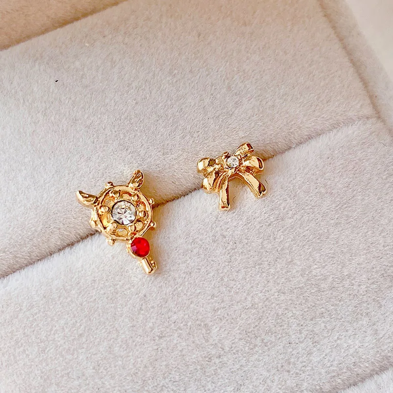 Серьги гвоздики в виде крыльев и звезд блестящие стразы медведя птицы для