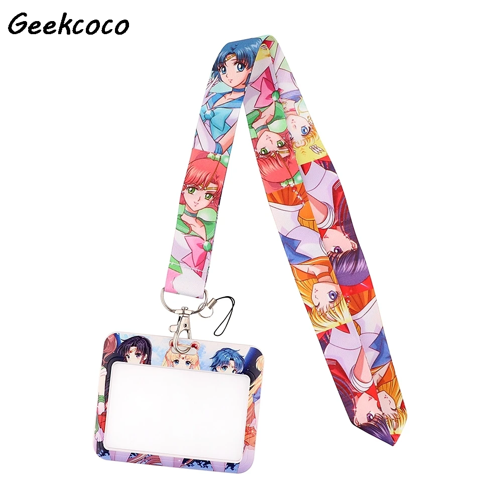 

20pcs/lot J2695 Anime Girls Card Holder ID Holder Man Woman Bus Card Holder Staff Card With Lanyard