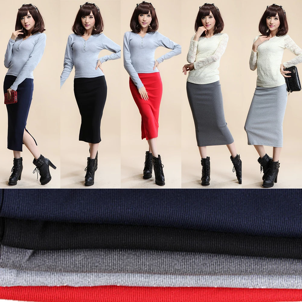 

2019 Summer Autumn women skirts Modal high waist work slim feminine pencil skirt Split Stretchy sexy office lady skirts