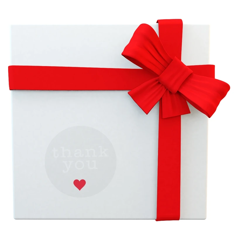 

500Pcs/Roll Round Clear Thank You Stickers with Red Heart Design Wedding Party Scrapbooking Gift Packaging Seal Labels