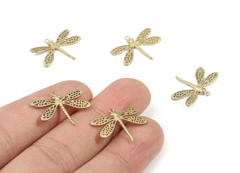

Brass Dragonfly Charm For Necklace - Raw Brass Dragonfly Earring Charms-4PCS/LOT-Jewelry Supplies-21.87x16.33x1.75mm - PP3198