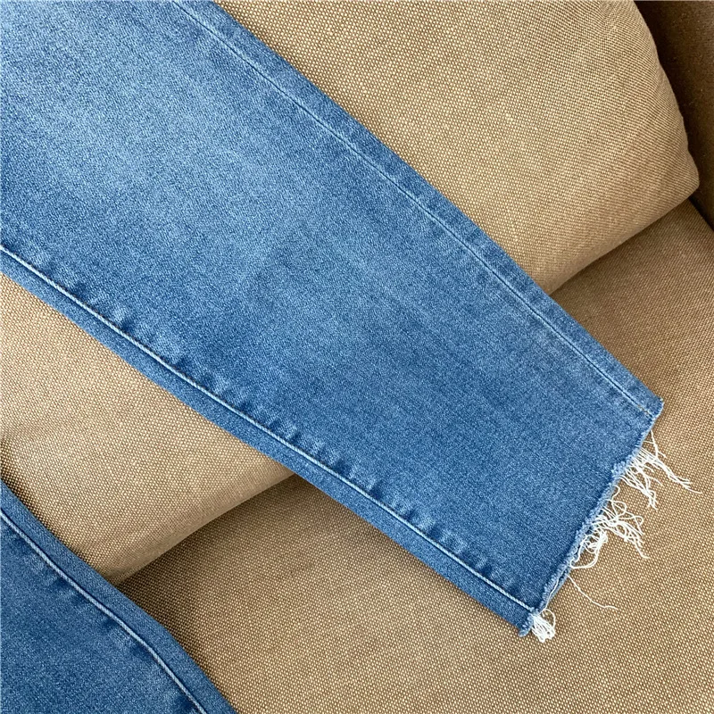 

Pants 2020 Autumn Q Elastic Cat Mustache Trousers Edge Thin Straight Jeans Women