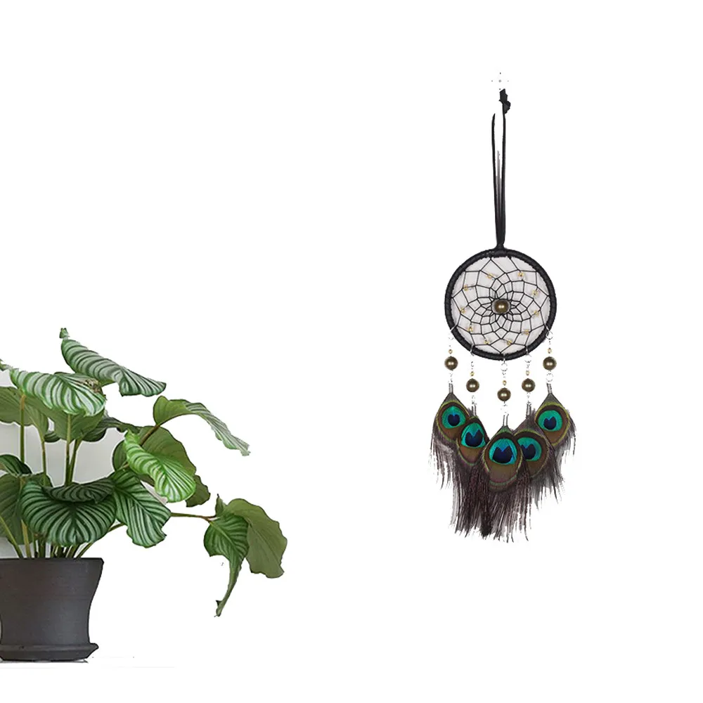 

Ornament Gift Wind Chimes Hanging Decorations Handmade Lace Dreams Catcher Feather Bead Hanging Decoration Car Ornament Gift