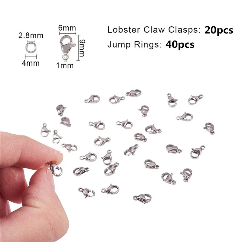 

Julie Wang 60PCS Lobster Clasp And Jump Rings For Necklace Pendant Bracelet Keychain Jewelry Making Accessory