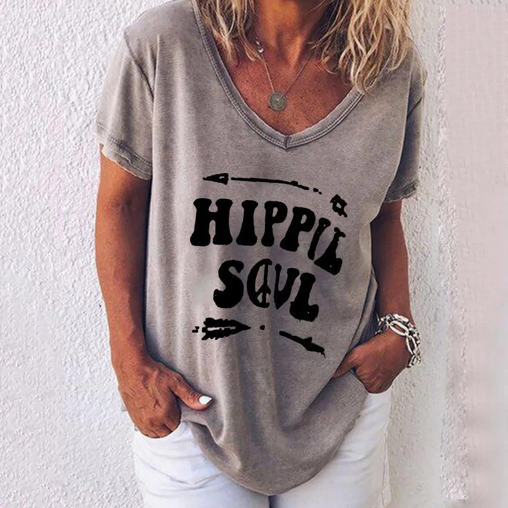 

5XL Plus Size Loose Top Tees ladies Letter Lrinted Casual V Collar Summer new short sleeve T-shirt Elegant Harajuku Blouse A50