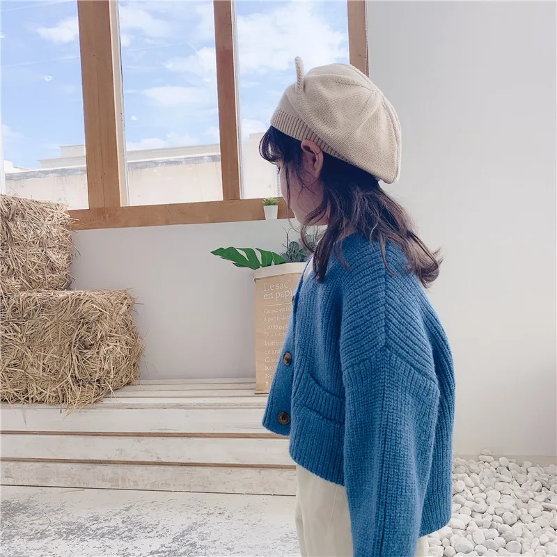 Детский свитер с длинным рукавом для девочек однотонный Повседневный Свободный