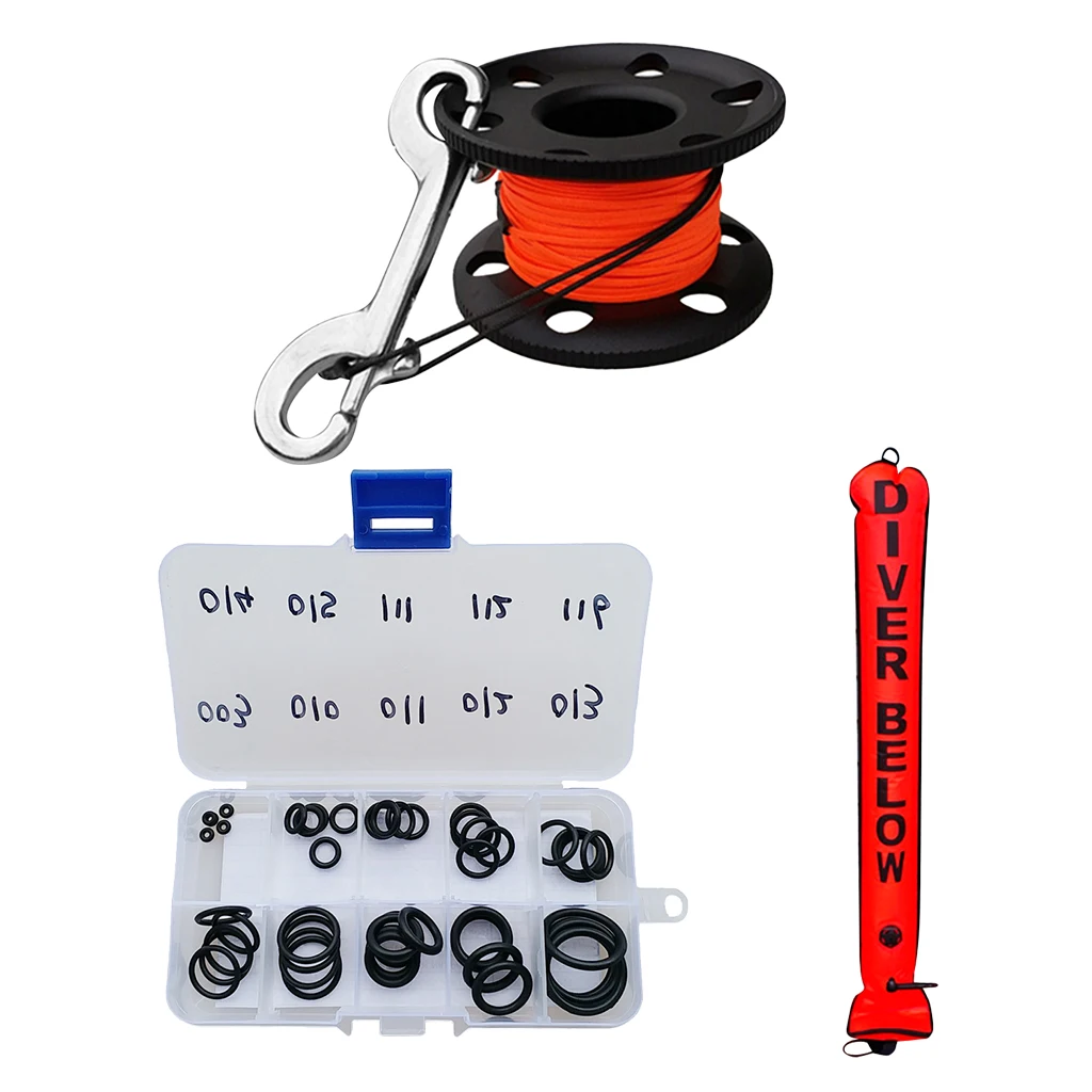 

Scuba Dive High Visibility SMB Surface Marker Buoy & Finger Reel & O-ring Safety Gear Diving Snorkeling Gauges Accessories