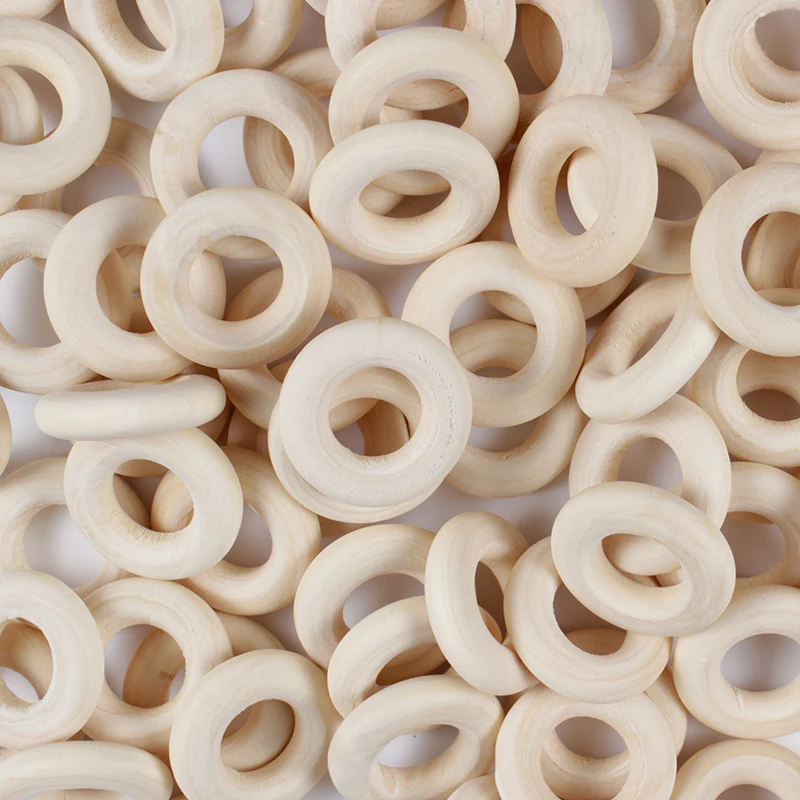 

20mm 20Pcs/lot Wooden Beads Connectors Circles Rings Natural Lead-Free Wood Beads for Baby Teething Rings Diy Toys Accesories