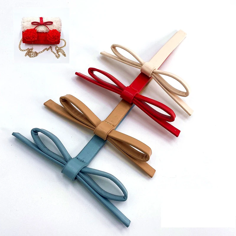 

5PCS Lovely PU Leather Bow Decorative Accessories for Knitted Bags DIY Women's Wool Woven Bag Clothing Bowknot Accessories