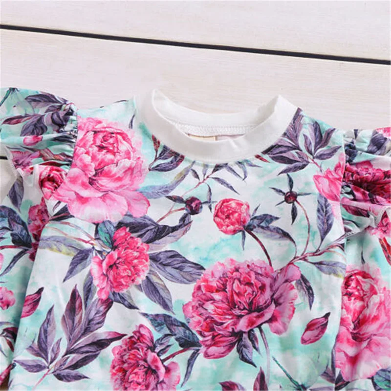 Топ с цветочным рисунком для новорожденных девочек розовые брюки детская