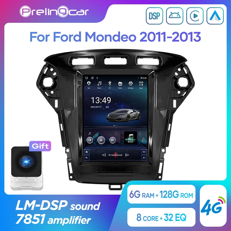 

Автомобильная Мультимедийная система для Ford Mondeo 2011-2013 с вертикальным экраном в стиле Tesla, Android 10, радио, GPS-навигацией, видеоплеером без DVD