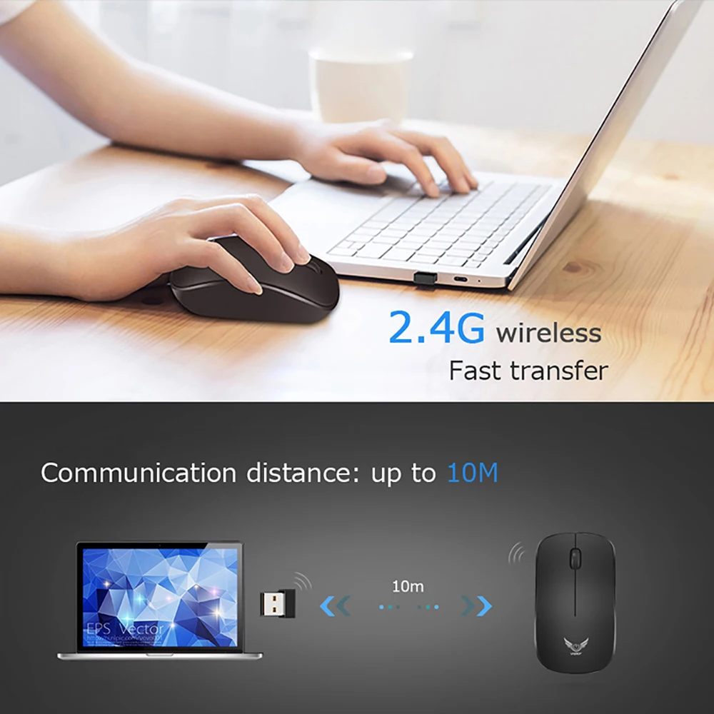 VicTsing XX886 беспроводная мышь 2,4G USB опция бесшумные мыши 1600 dpi Бесшумная компьютерная мышь PC Mause для ноутбука