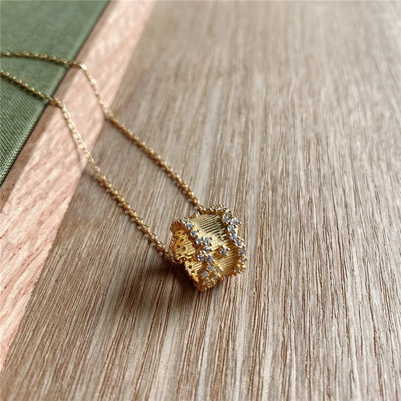 

RUIYI Real 925 Sterling Silver Gold Lucky Bead Chain Necklace For Women Luxury Jewelry Valentine's Day Gift Female Chic Necklace