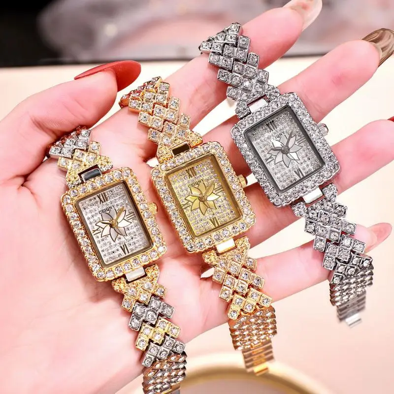

Bw Hot Sale Model Fashion Diamond Watch Small Dial Square Women Watch Luxury Rhinestone Dress Ladies Wristwatch Female Watch