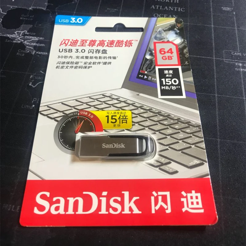 SanDisk 100% оригинал подлинный ультра чутье флеш накопитель USB 3 0 64 ГБ