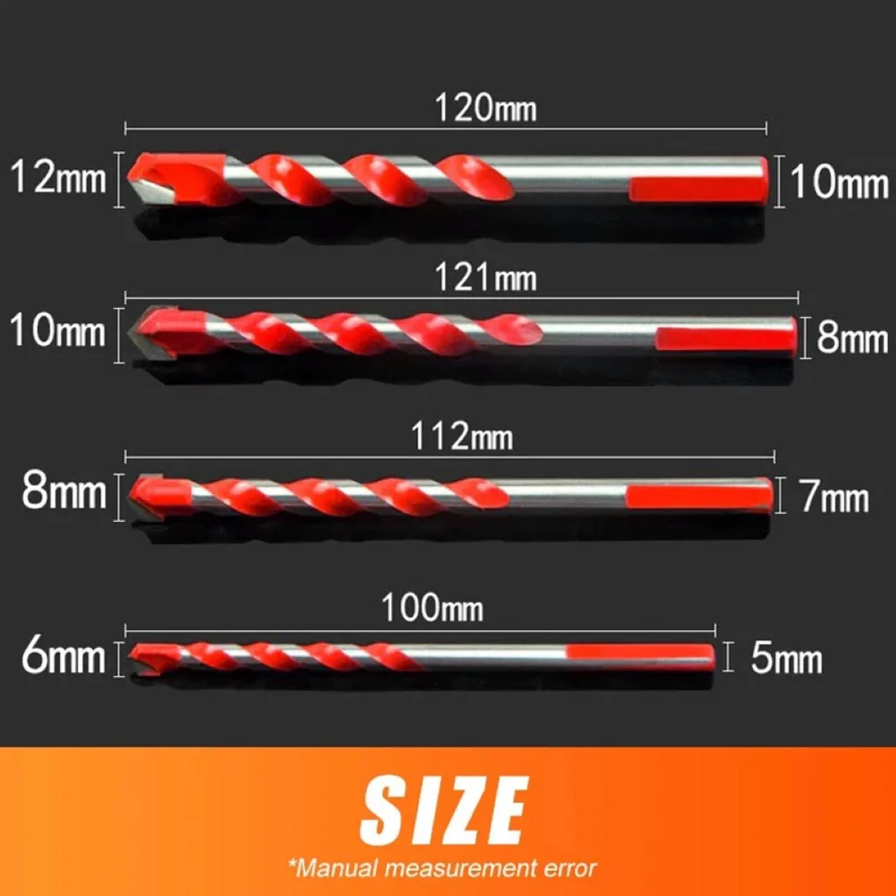 

5pcs Drill Bits Twist Concrete Tile Multifunctional Hole Shank Accessories Spiral Tools Glass Wall Ceramic Triangular-overlord