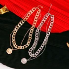 Винтажное многослойное ожерелье-чокер для монет, ожерелье для женщин золотого и серебряного цвета, модные Портретные массивные ожерелья-цепочки, ювелирные изделия