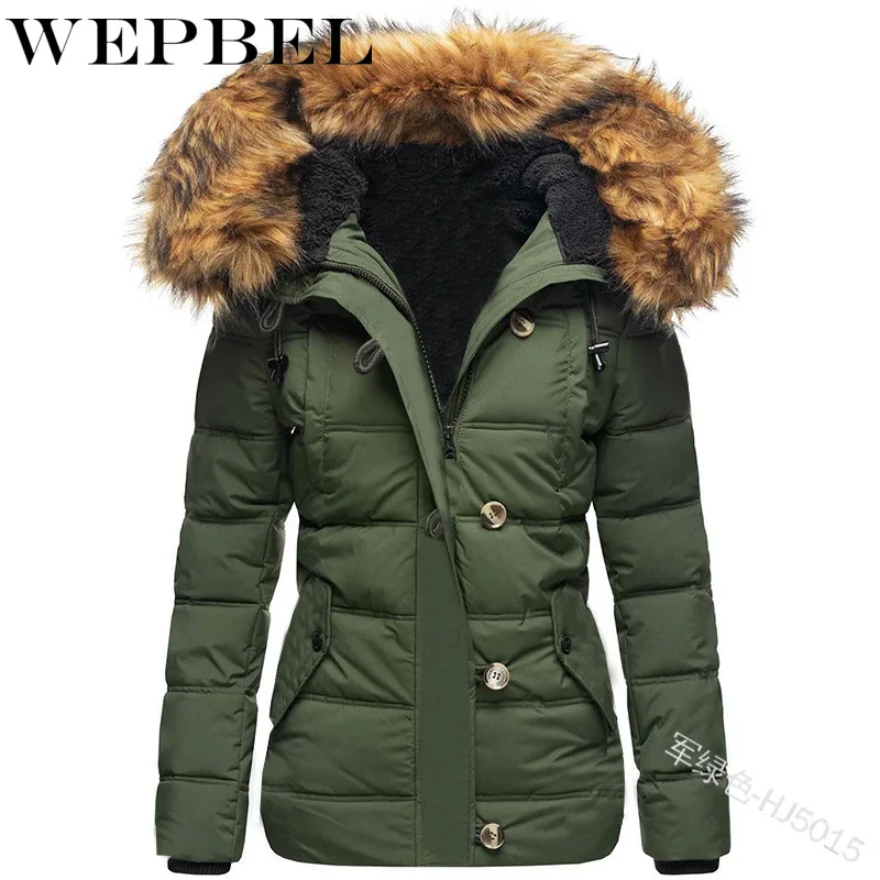 WEPBEL женская верхняя одежда с капюшоном теплое пальто длинная толстая хлопковая