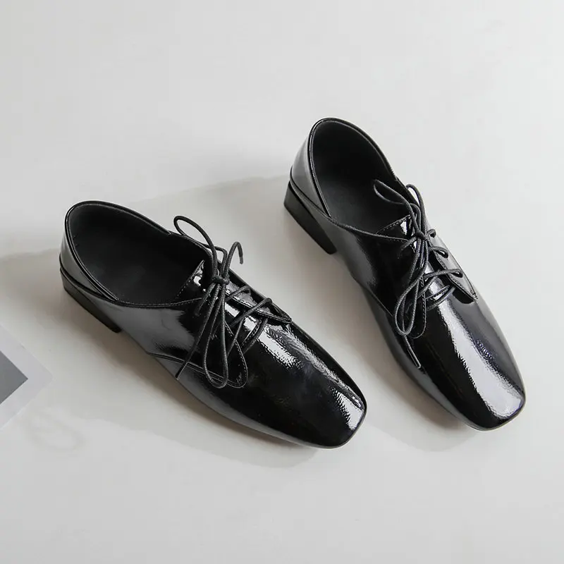 

2021 New Spring Autumn Lace Up Superfine Fiber Women Pumps Square Low Heel Women Shoes Square Toe Casual Shoes Size 34-43