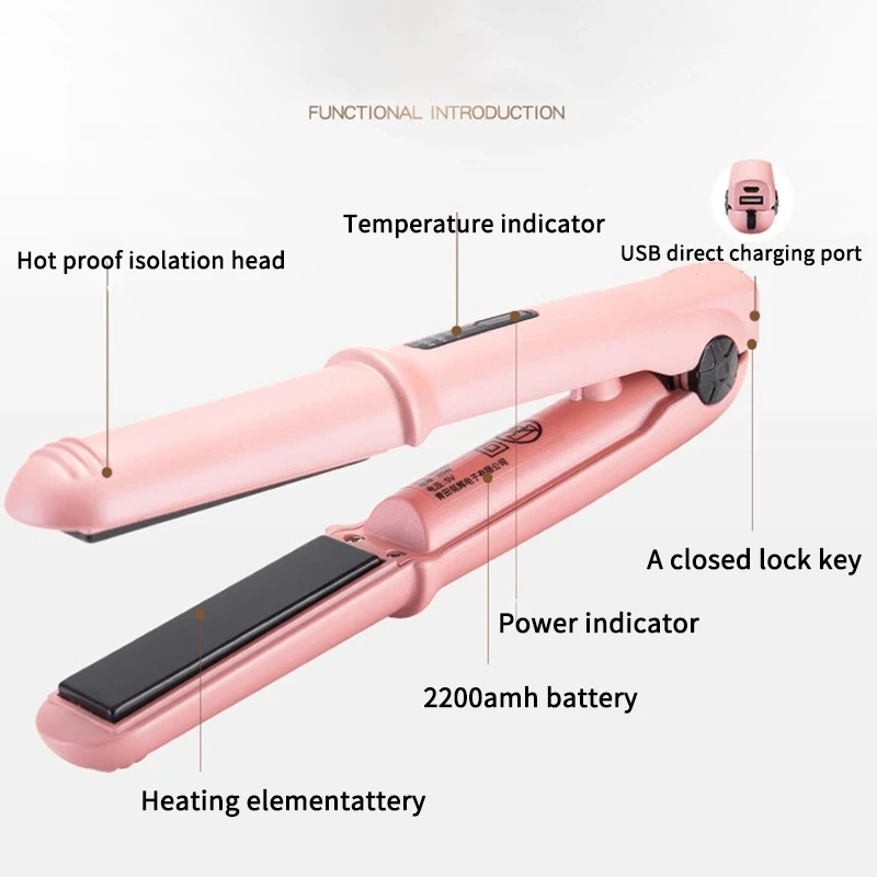 Портативный беспроводной выпрямитель для волос путешествий Мини USB