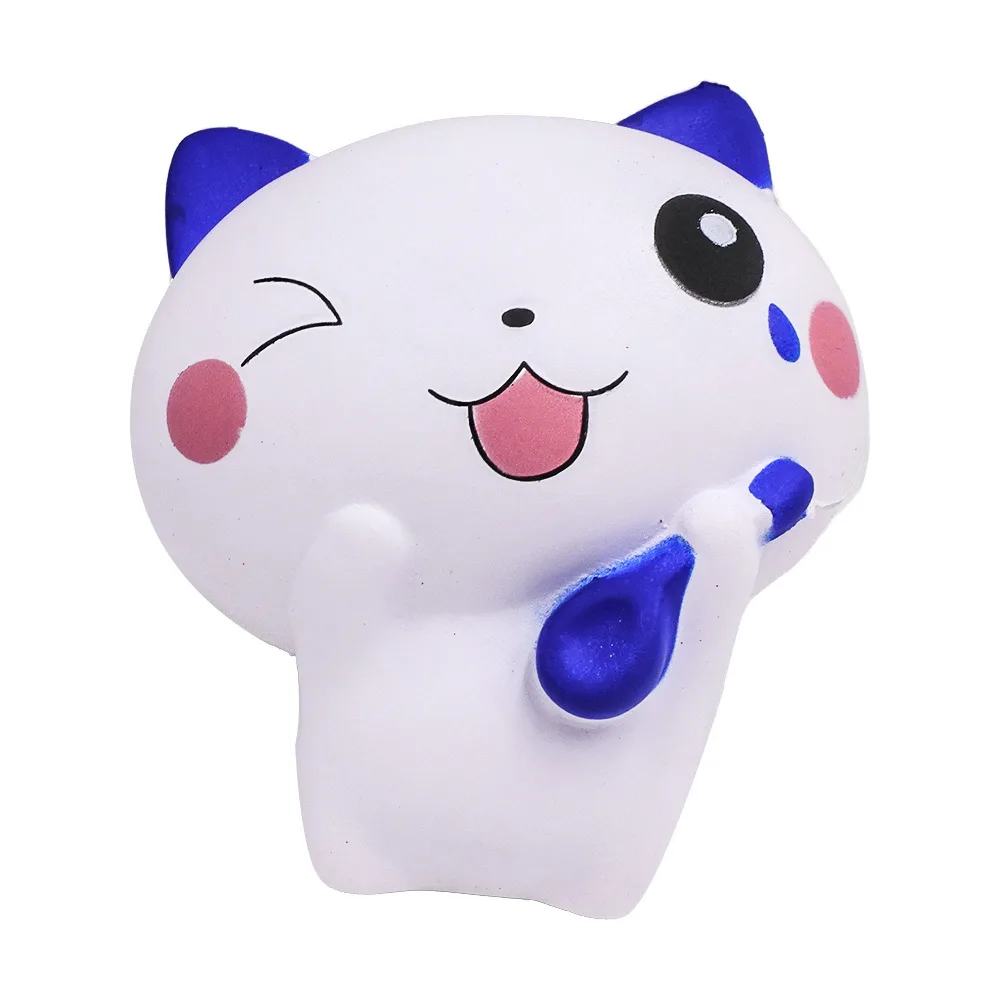 blue spoon cat Kawaii милый кот Мороженое Мягкий ароматизированный мягкий Единорог молоко jumbo медленно поднимающийся мягкий подарок игрушки - Цвет: blue spoon cat