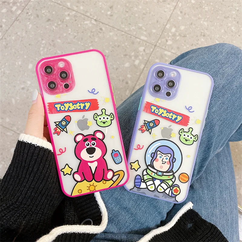 

Disney Anime Toy Story Phone Cover Shell For iPhone 13 Pro Max 12 pro 11 Xr Xs Max 7 8 Plus Case Transparent Color Lens Protect