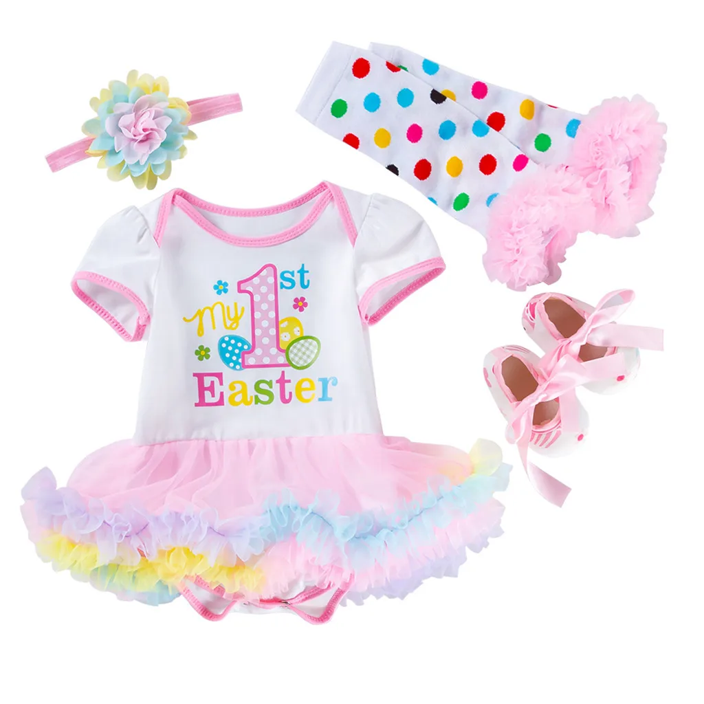 Одежда для новорожденных девочек с коротким рукавом и буквенным принтом