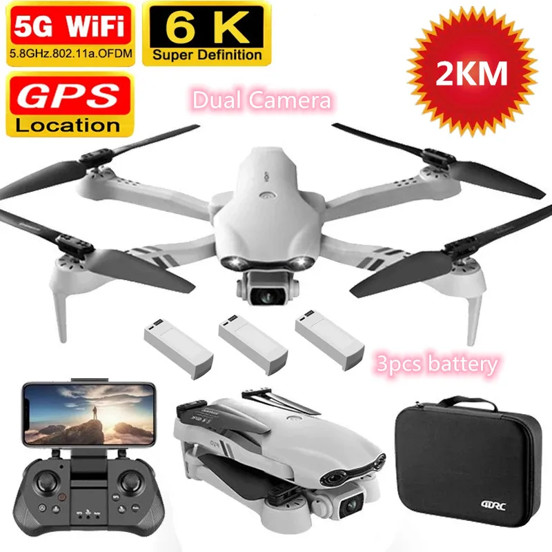 

PTZ 6K HD Dual Camera GPS Position Optical Flow Smart Follow Quadcopter 2000M Aircraft 3 Battery Drone VS SG906 Pro F5 ICAT 7
