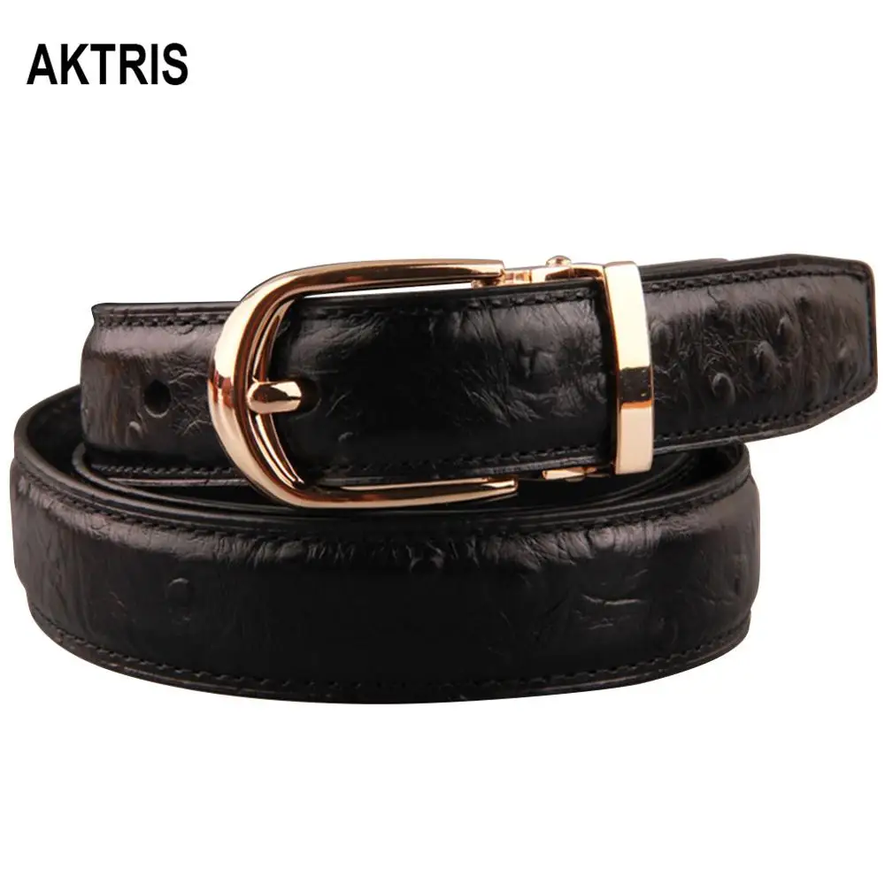 Женский ремень из натуральной воловьей кожи AKTRIS облегающий декоративный