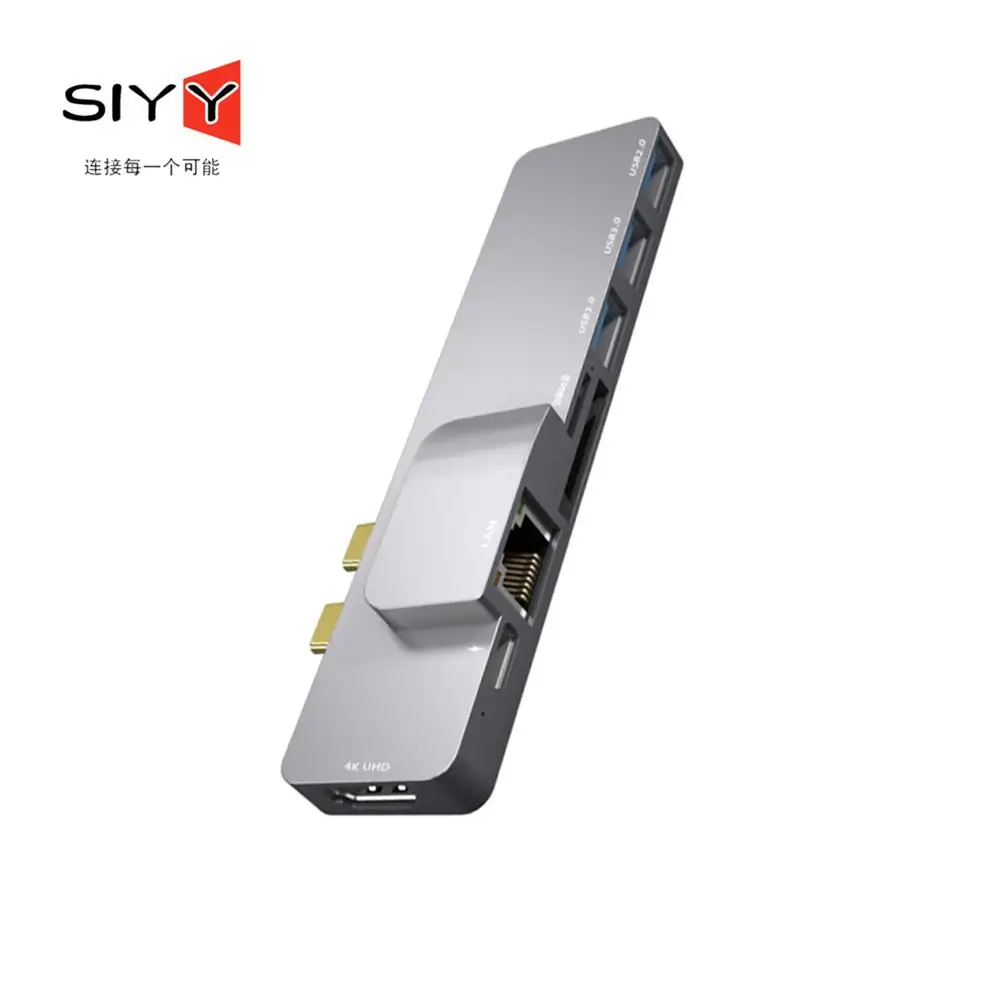 

Двойной интерфейс Type-C для Macbook Pro, совместимый с HDMI USB 3,0*2, USB 2,0*1, RJ45, SD/TF-картой и зарядкой PD