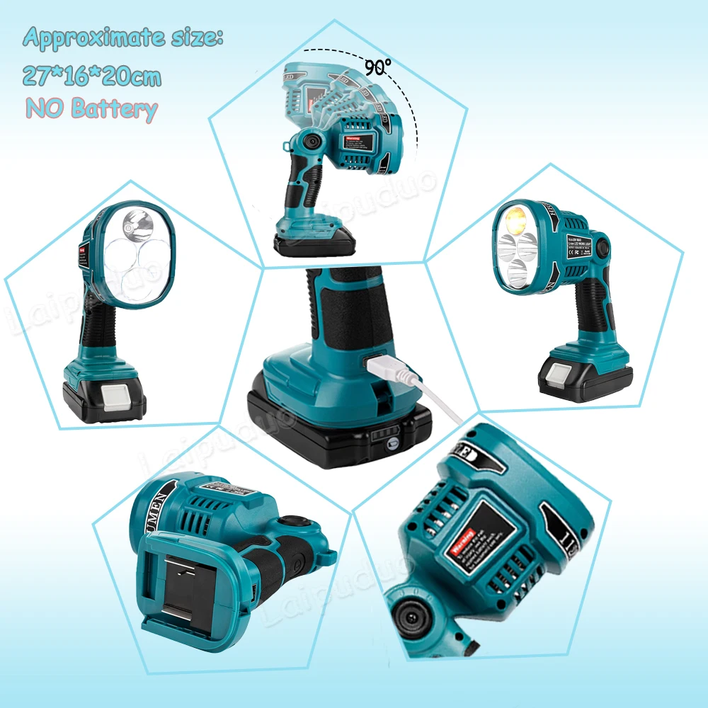 Светодиодный фонарь под батарею Makita 3 Вт/12 Вт 18 В для литиевых батарей BL1430 BL1830 (без