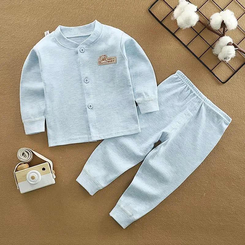Костюм для маленьких мальчиков и девочек, пальто с длинными рукавами+ длинные штаны, осенне-зимний хлопковый комплект нижнего белья, От 2 до 5 лет, детское термобелье, пижамы - Цвет: 3