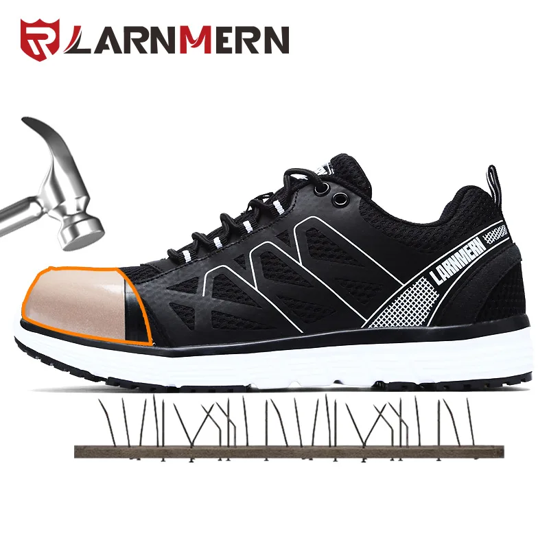 

LARNMERN Mens Safety Work Shoes Steel Toe shoes Breathable Lightweight Anti-smashings Non-slip Reflective Protective shoes