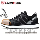 Мужские защитные рабочие ботинки LARNMERN, стальной носок, дышащие легкие противоскользящие светоотражающие защитные ботинки