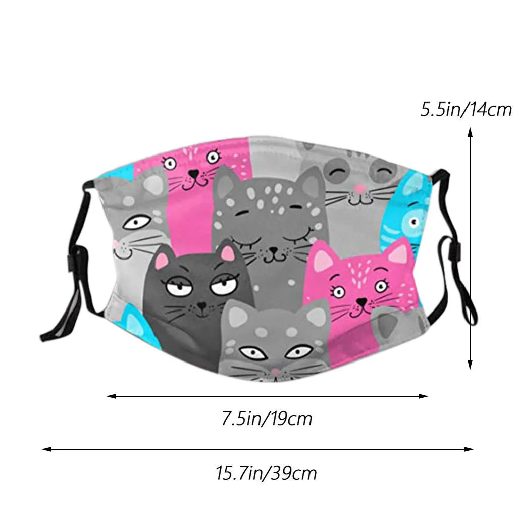 Взрослая моющаяся хлопковая маска для губ Гавайская кошка с принтом рот