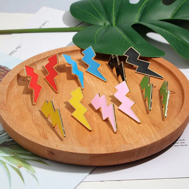 JJFOUCS 2019 Lightning Dangle Earrings For Women Metal Alloy Geometric Square Heart Flower Colorful Girls Drop Earring Jewelry | Украшения